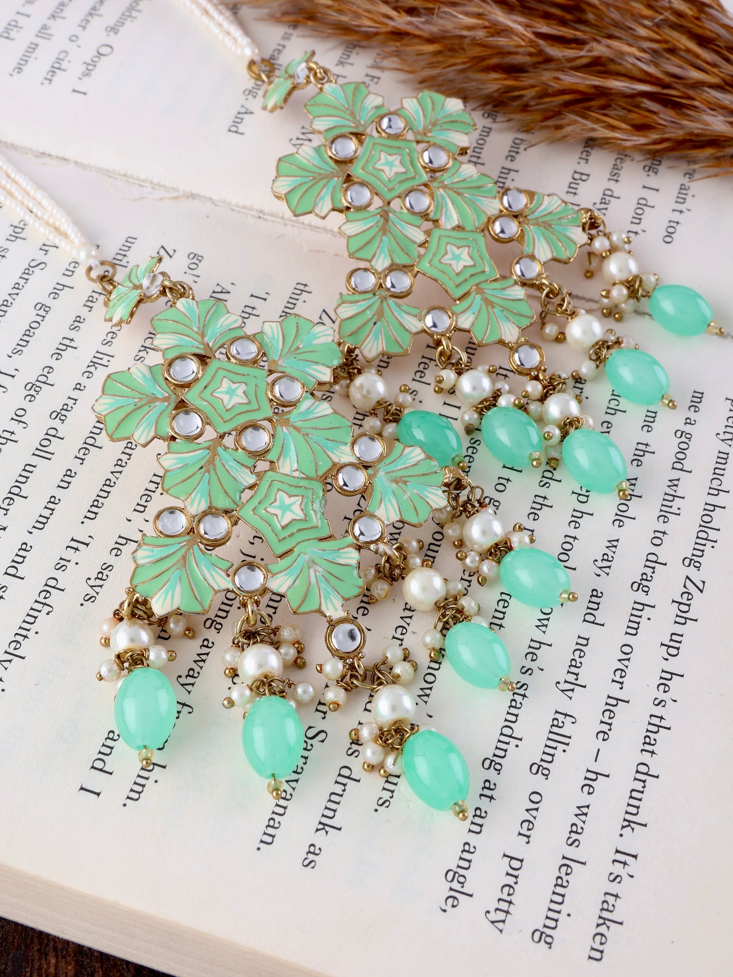 Mint Green Ragini Designer Earring With Sahara