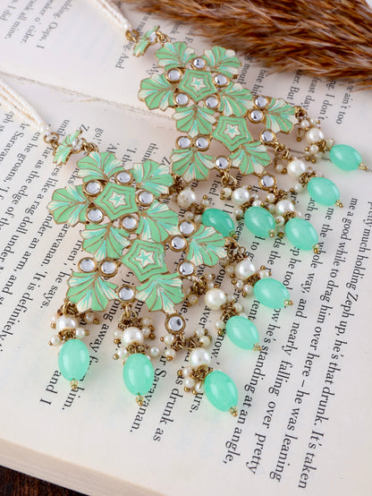 Mint Green Ragini Designer Earring With Sahara
