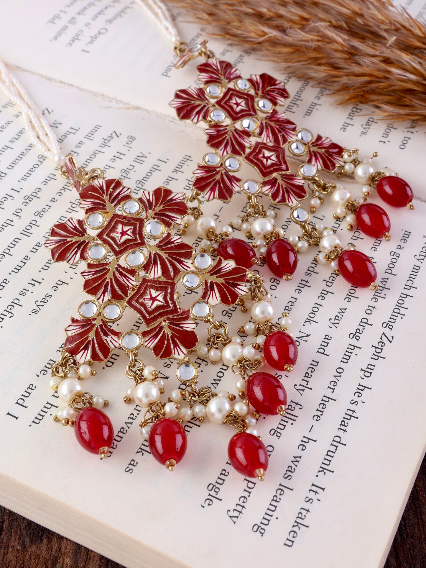 Maroon Ragini Designer Earring With Sahara