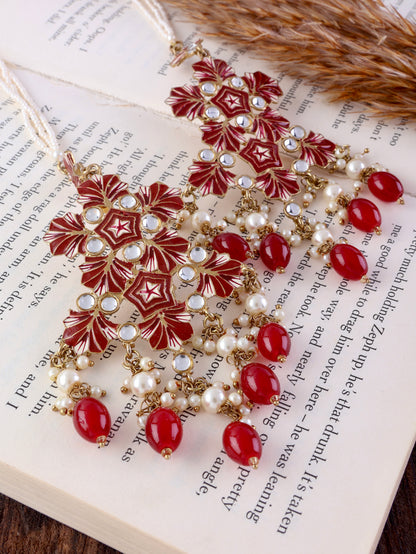 Red Ragini Designer Earring With Sahara
