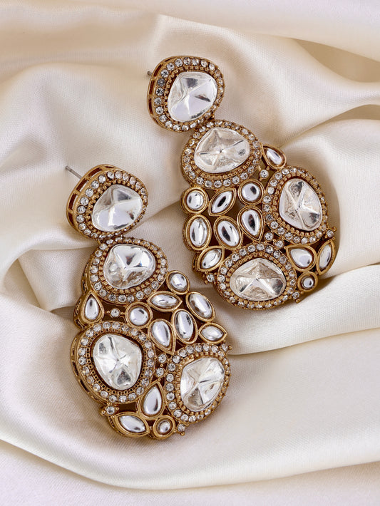 Anureet Premium Designer Zircone Polki Dupe Earring