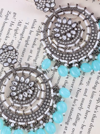Turquoise Myraa Zircone Chandbali