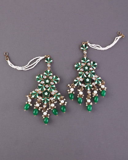 Dark Green Ragini Designer Earring With Sahara