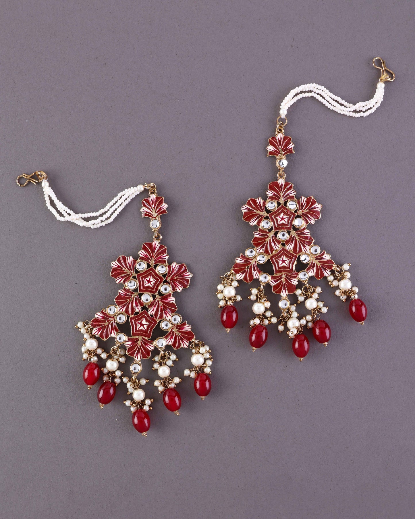 Maroon Ragini Designer Earring With Sahara