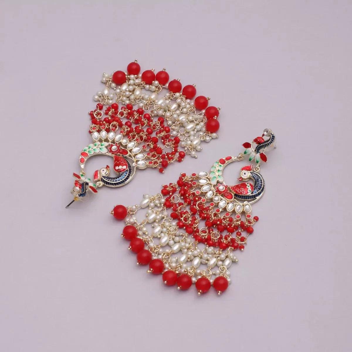 Red Mayurakshi Earring