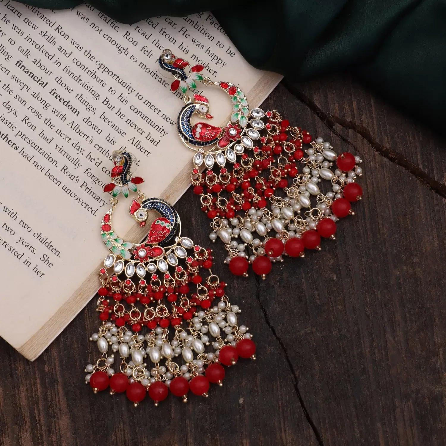 Red Mayurakshi Earring