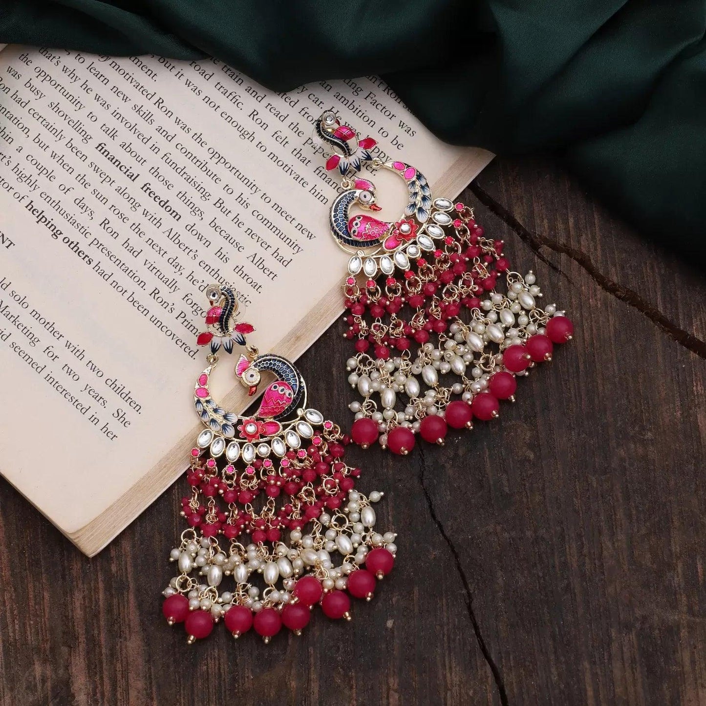 Dark Pink Mayurakshi Earring