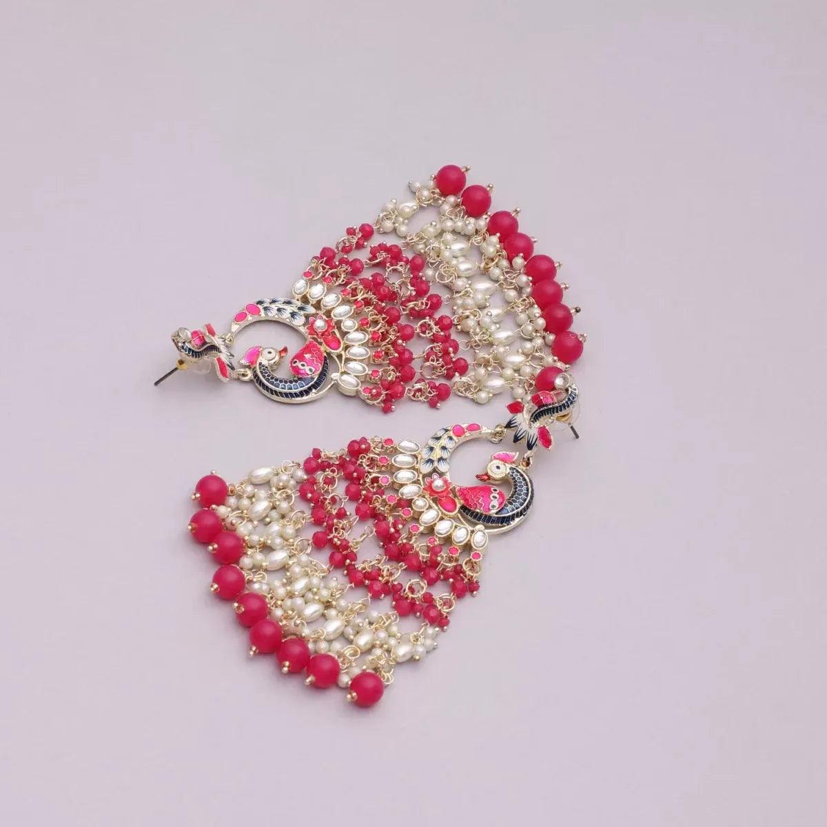 Dark Pink Mayurakshi Earring