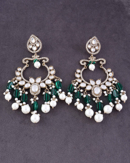 Green Rajveer Designer Chandbali Earring