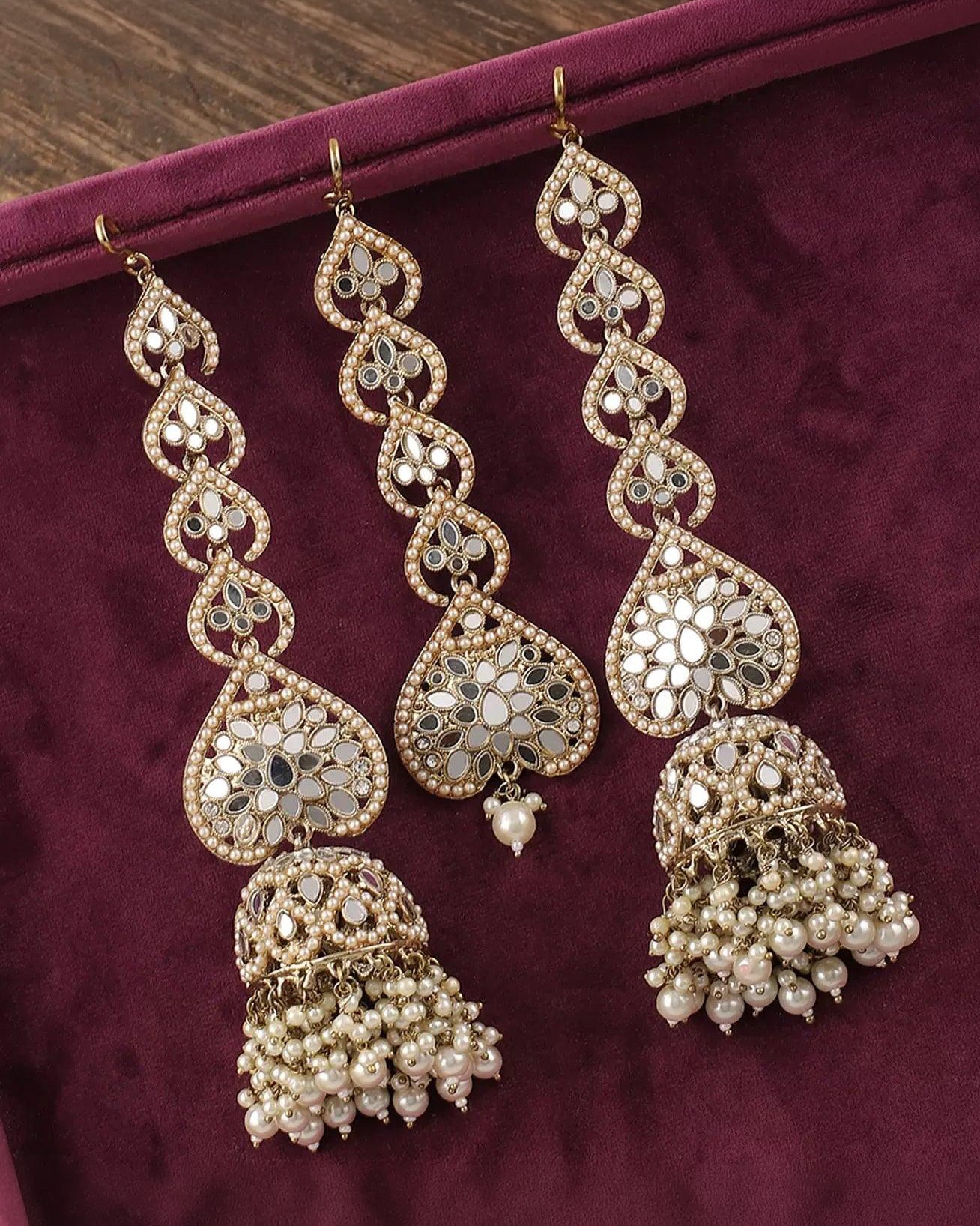 Pearl Vartika Teeka Jhumka Set