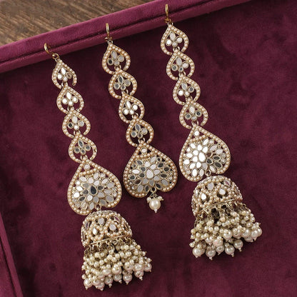 Pearl Vartika Teeka Jhumka Set