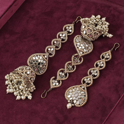 Pearl Vartika Teeka Jhumka Set