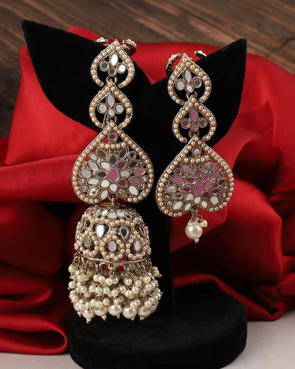 Pearl Vartika Teeka Jhumka Set