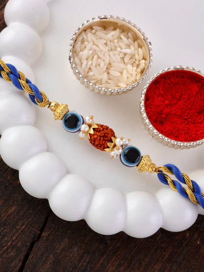 Prithvi Rudraksh Rakhi for Brother | Tilak Set Included