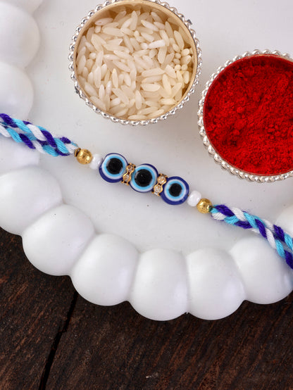 Kanak - Atharv Evil Eye     Bhaiya Bhabhi Rakhi Bracelet Set | Tilak Set Included
