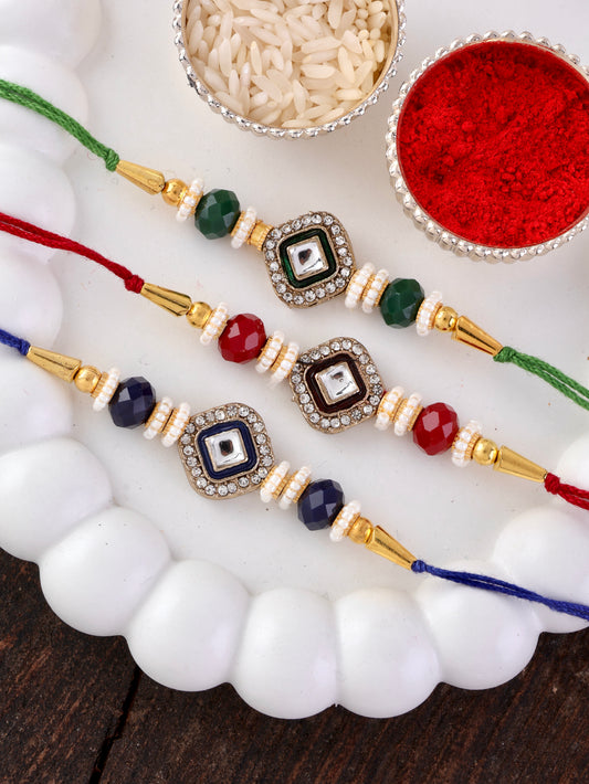 Pack of 3 Vaidik Rakhi with Tilak Set and Card