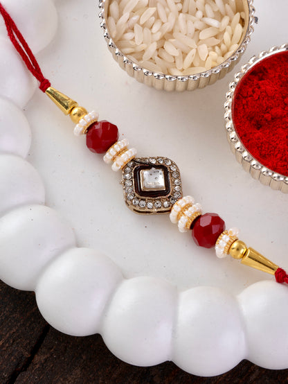 Red Vaidik Rakhi for Brother | Tilak Set Included