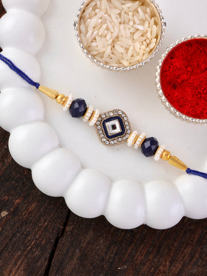 Blue Vaidik Rakhi for Brother | Tilak Set Included