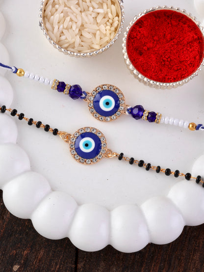 Anjan Bhaiya Bhabhi Evil Eye Rakhi Mangalsutra with Tilak Set and Card