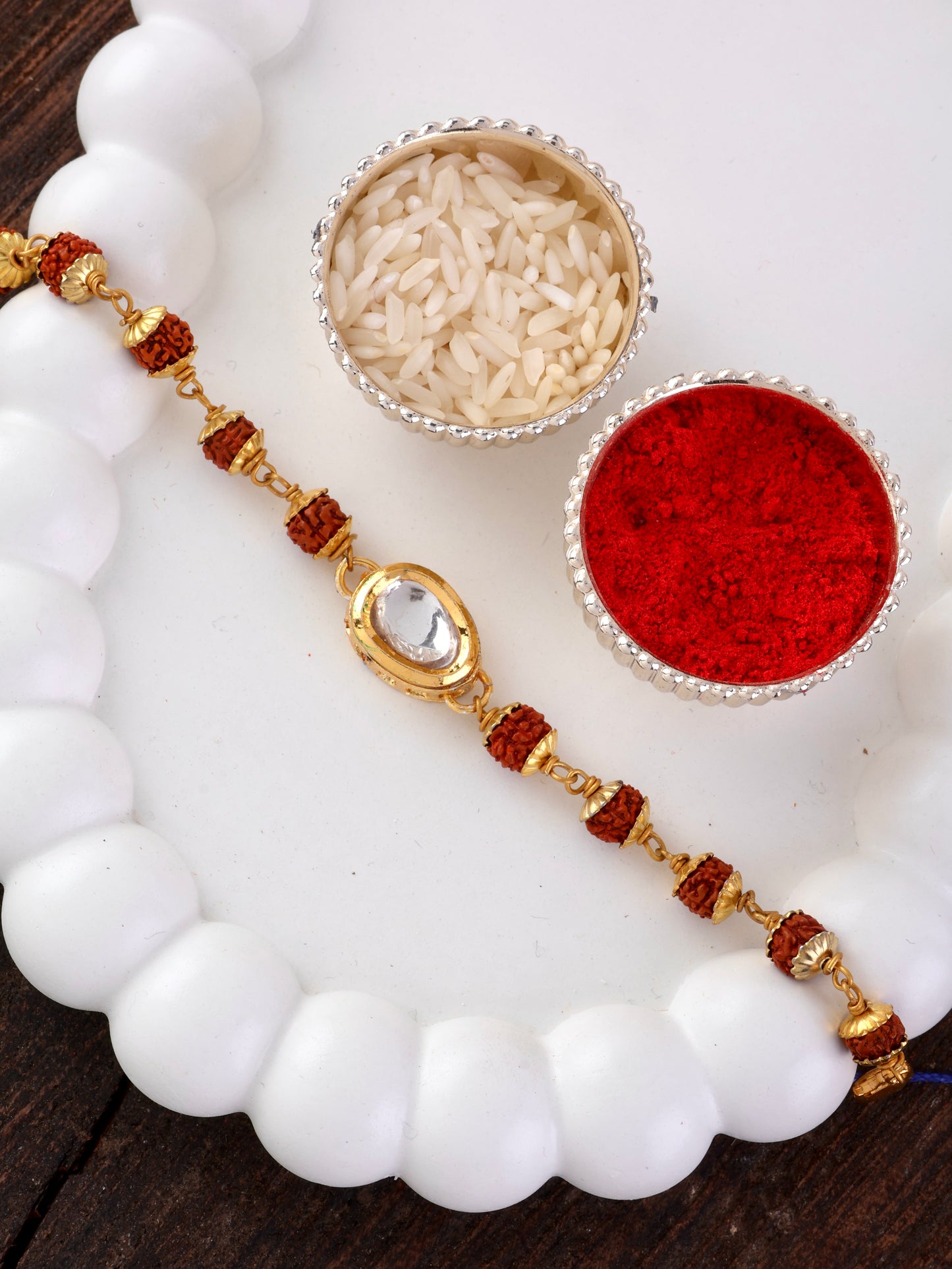 Vaidvik Rudraksh Rakhi Bracelet with Tilak Set and Card