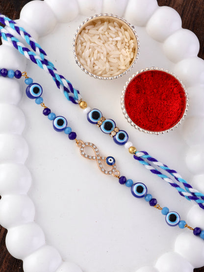 Kanak - Atharv Evil Eye     Bhaiya Bhabhi Rakhi Bracelet Set | Tilak Set Included