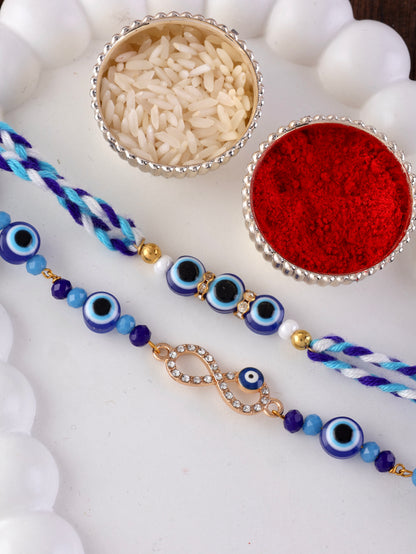Kanak - Atharv Evil Eye     Bhaiya Bhabhi Rakhi Bracelet Set | Tilak Set Included