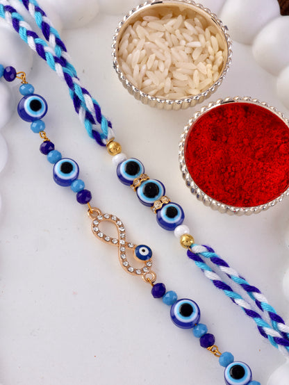Kanak - Atharv Evil Eye     Bhaiya Bhabhi Rakhi Bracelet Set | Tilak Set Included