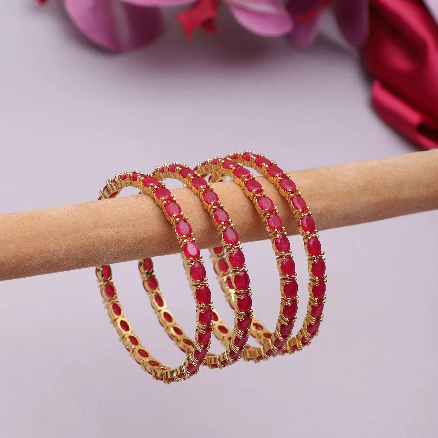 Sriyam Ruby Bangle Set