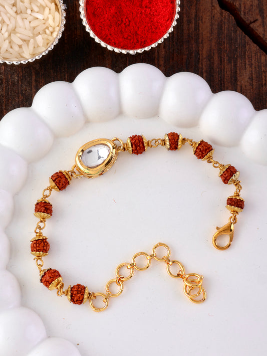 Vaidvik Rudraksh Rakhi Bracelet with Tilak Set and Card