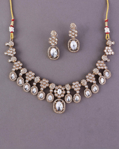 Gold Baani Indo Western Necklace With Earrings