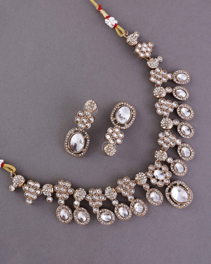 Gold Baani Indo Western Necklace With Earrings