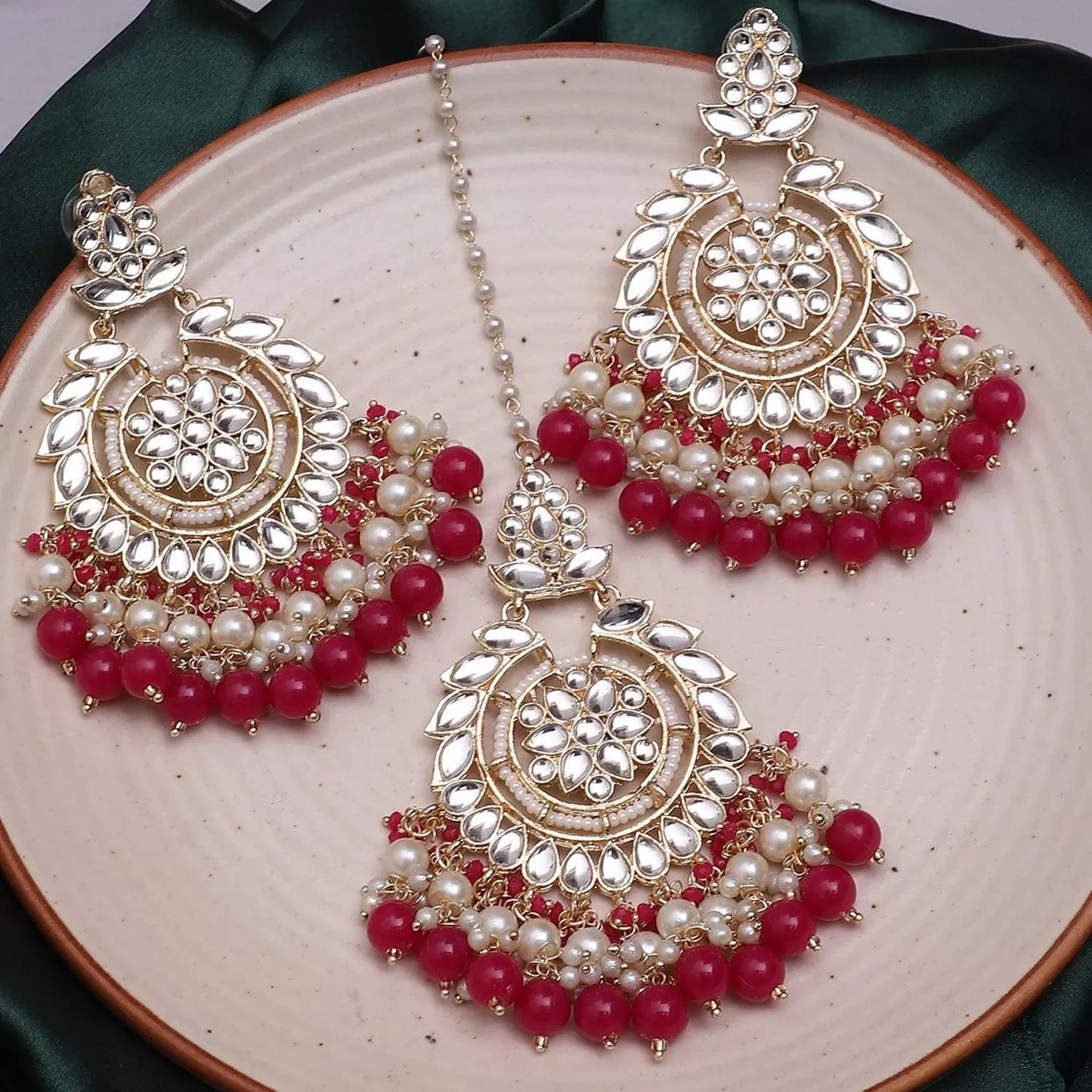 Dark Pink Shaili Teeka Earring