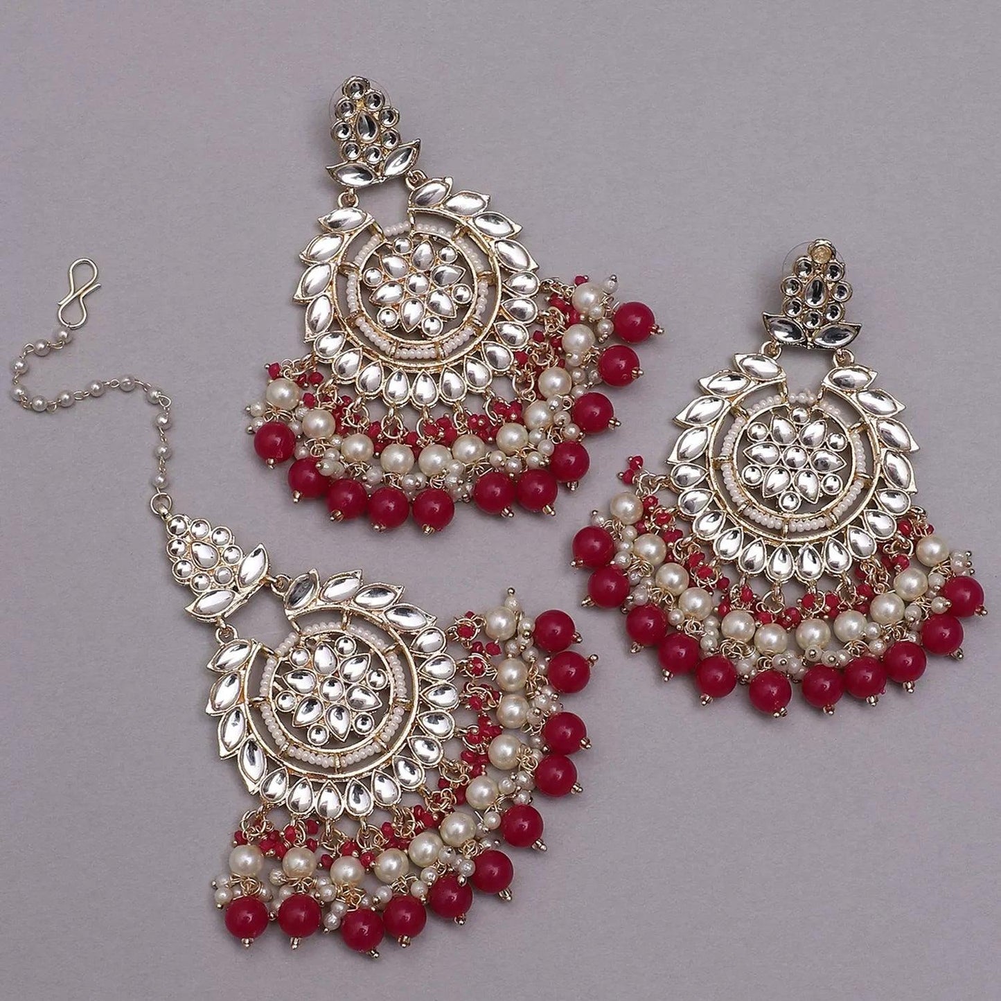 Dark Pink Shaili Teeka Earring