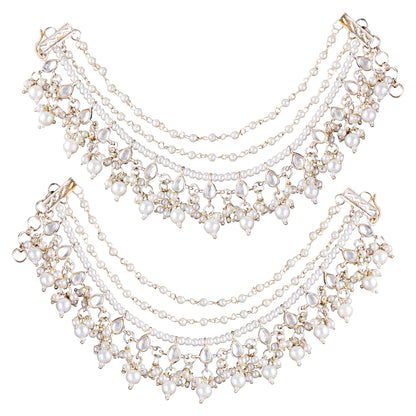 Parul Bahubali Kundan Kaan Chain Pair