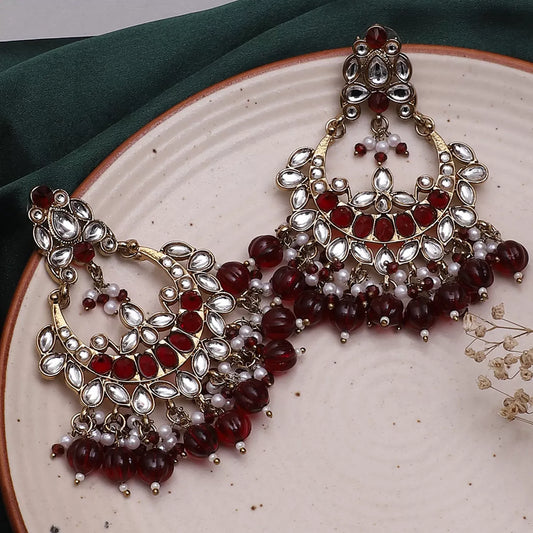 Maroon Kimaya Chandbali