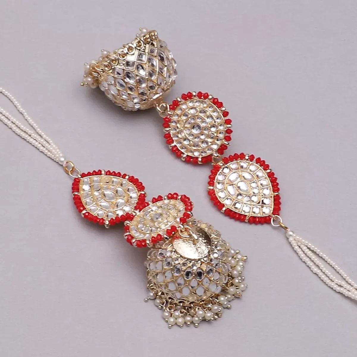 Red Gurleen Jhumka with Sahara