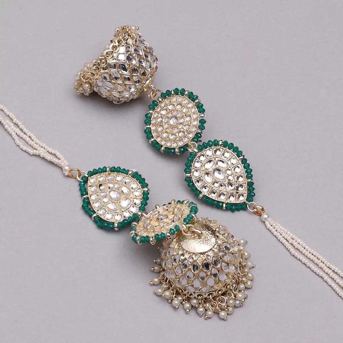 Green Gurleen Jhumka with Sahara