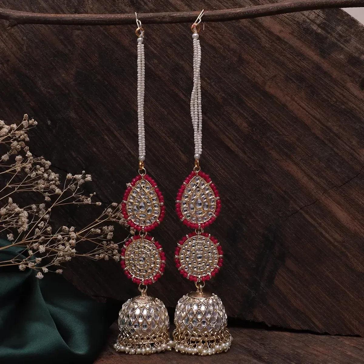 Dark Pink Gurleen Jhumka with Sahara