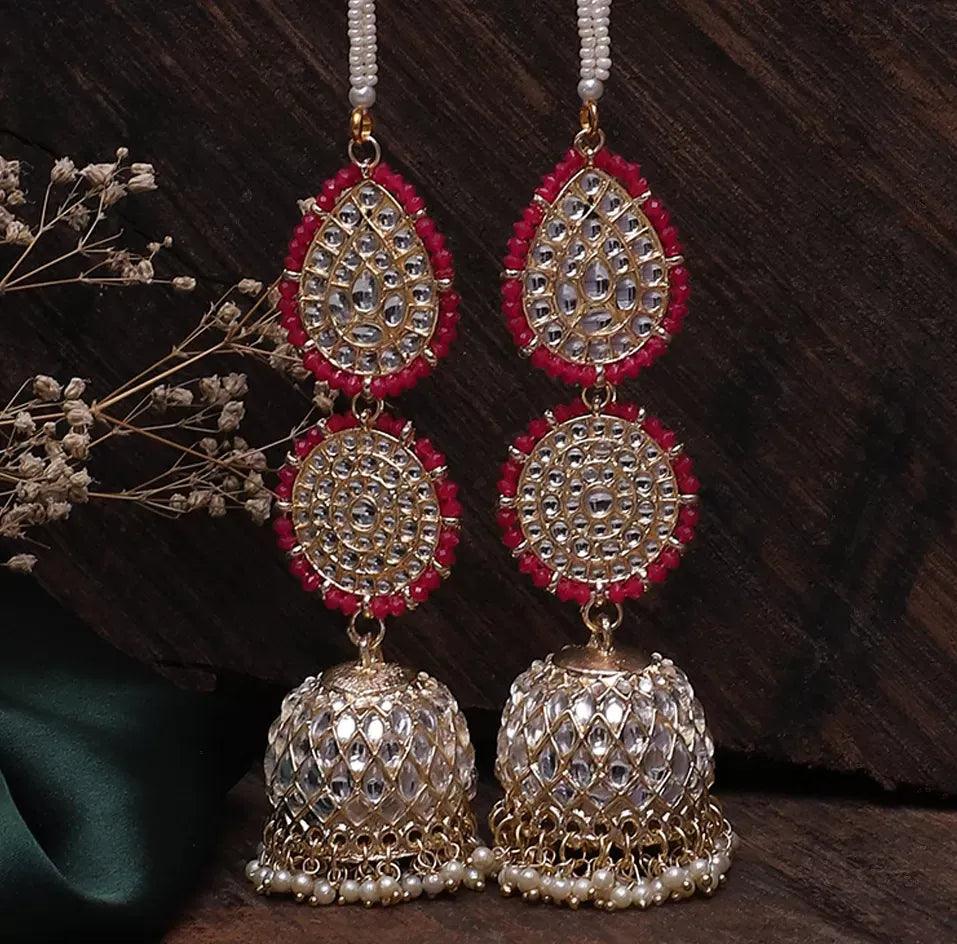 Dark Pink Gurleen Jhumka with Sahara