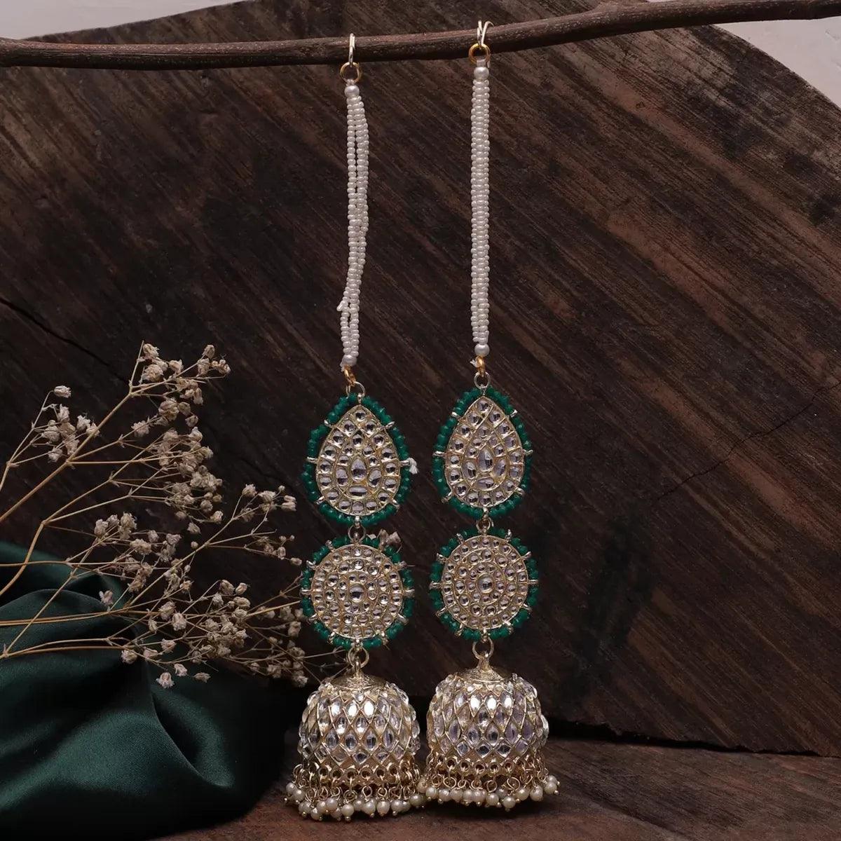 Green Gurleen Jhumka with Sahara