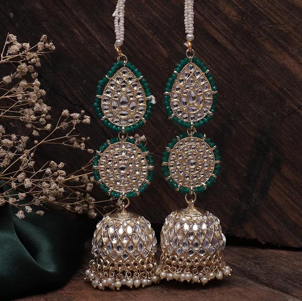 Green Gurleen Jhumka with Sahara