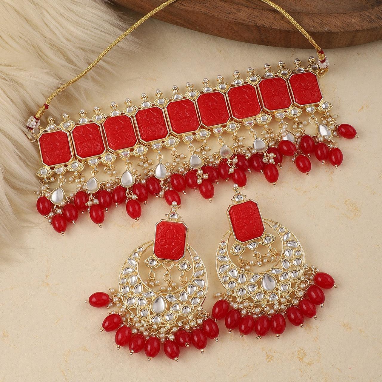 Red Janki Choker Set