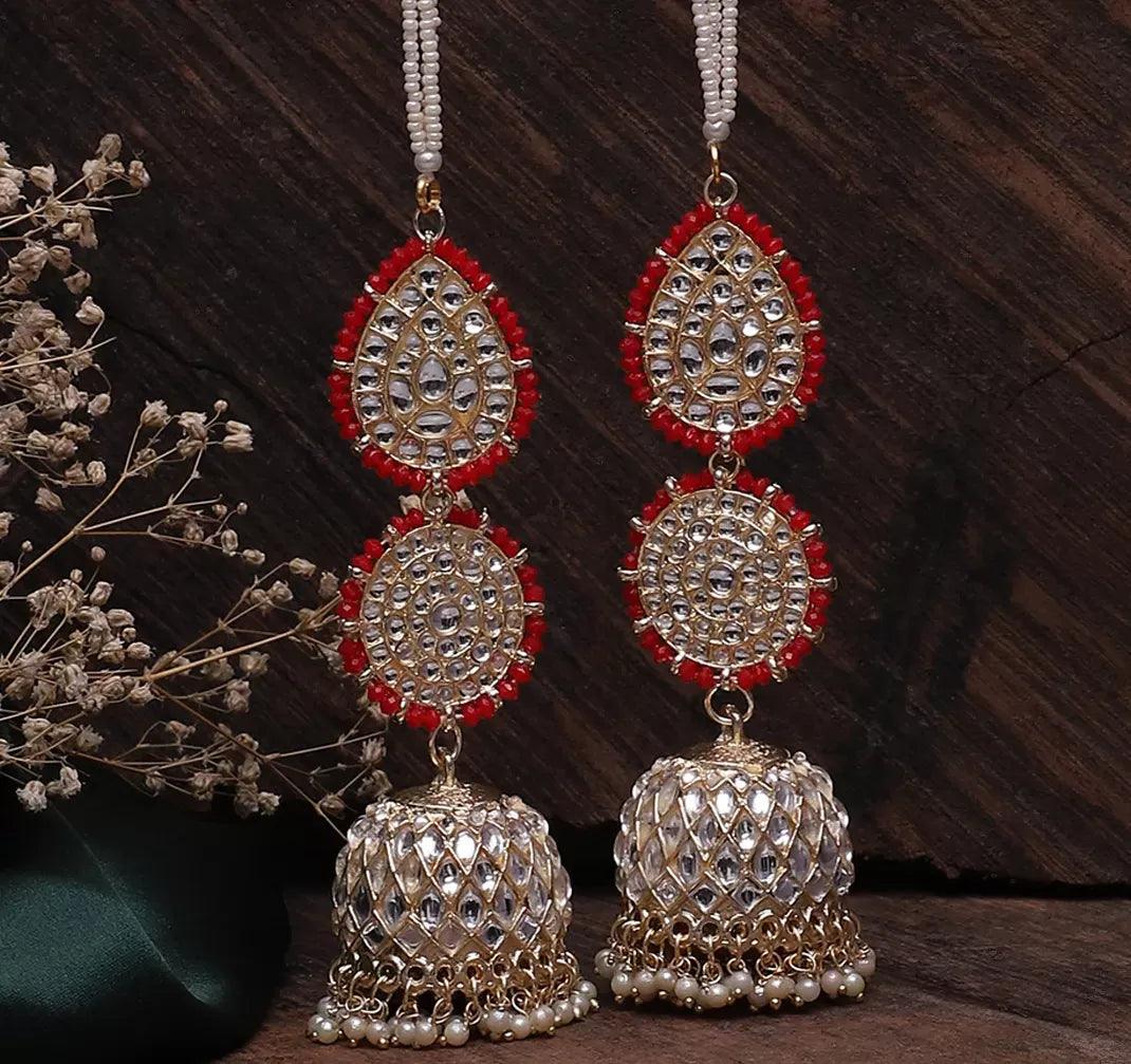 Red Gurleen Jhumka with Sahara