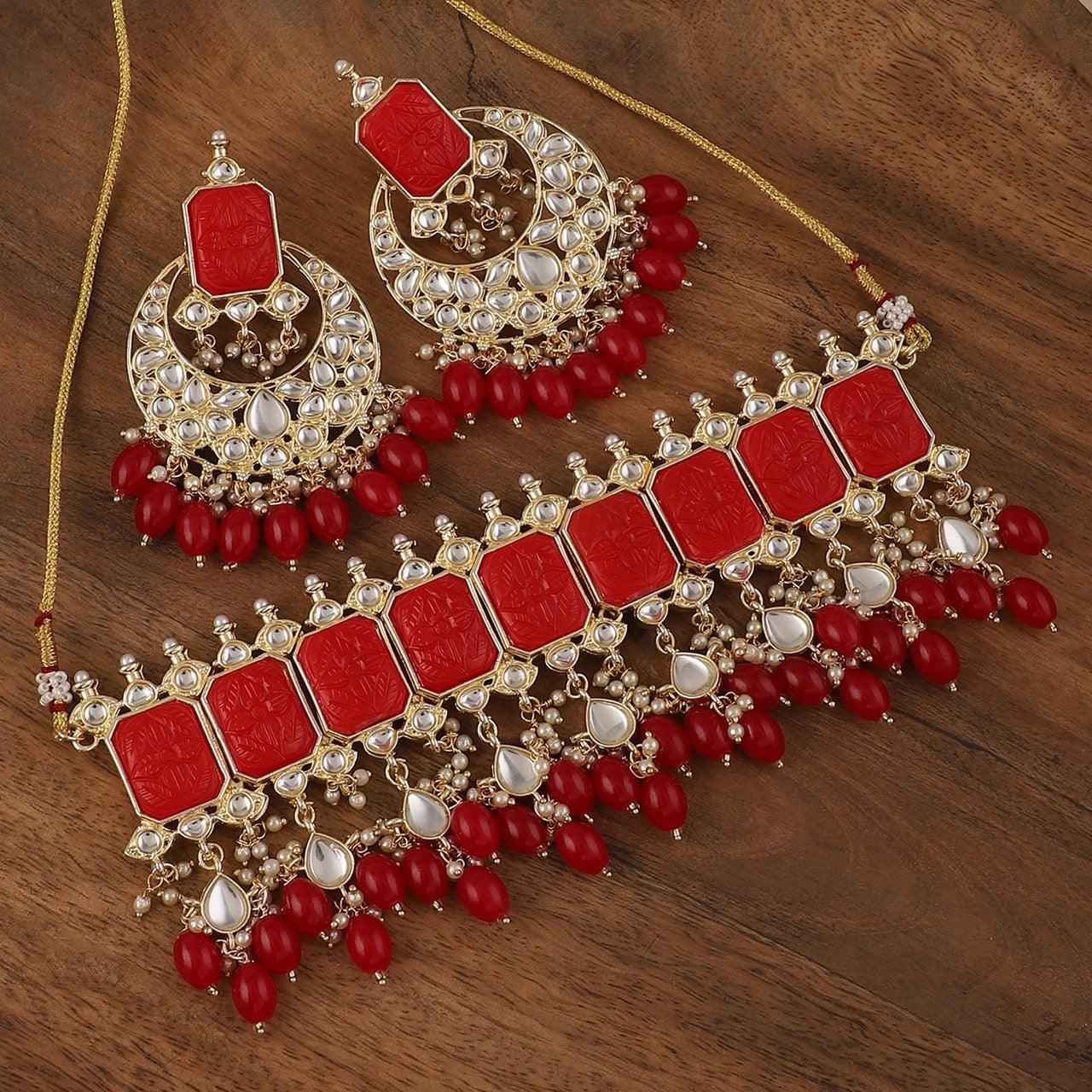 Red Janki Choker Set