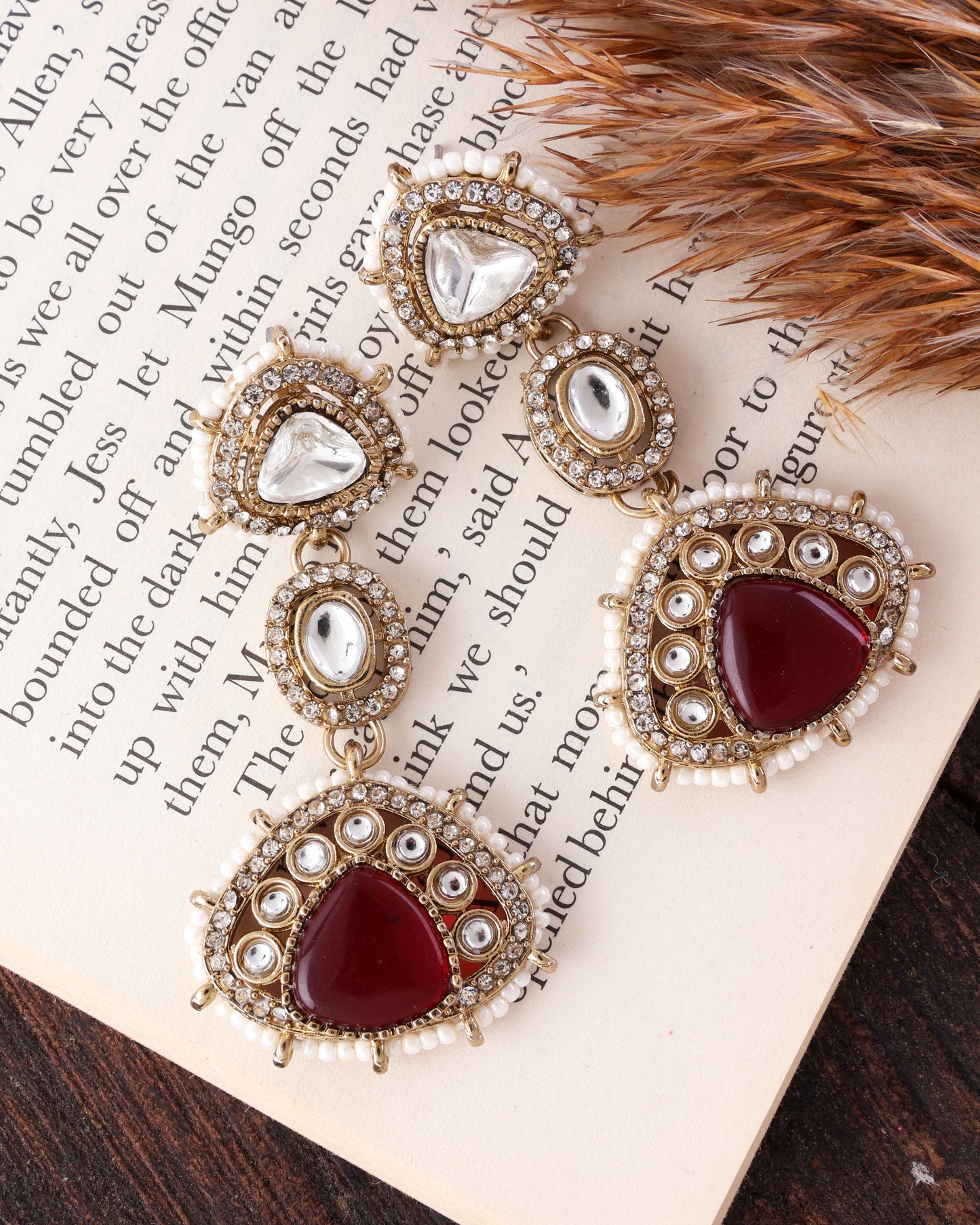 Ruby Rania Premium Designer Zircone Polki Dupe Earring