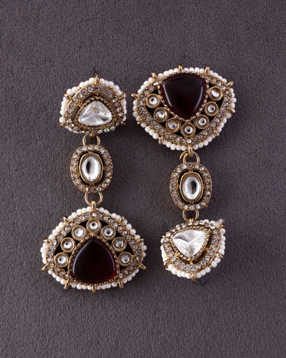 Ruby Rania Premium Designer Zircone Polki Dupe Earring