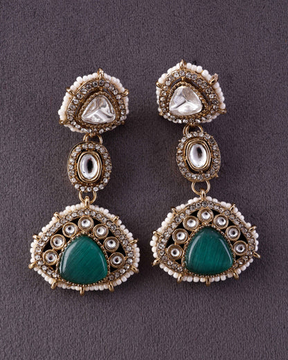 Mint Green Rania Premium Designer Zircone Polki Dupe Earring