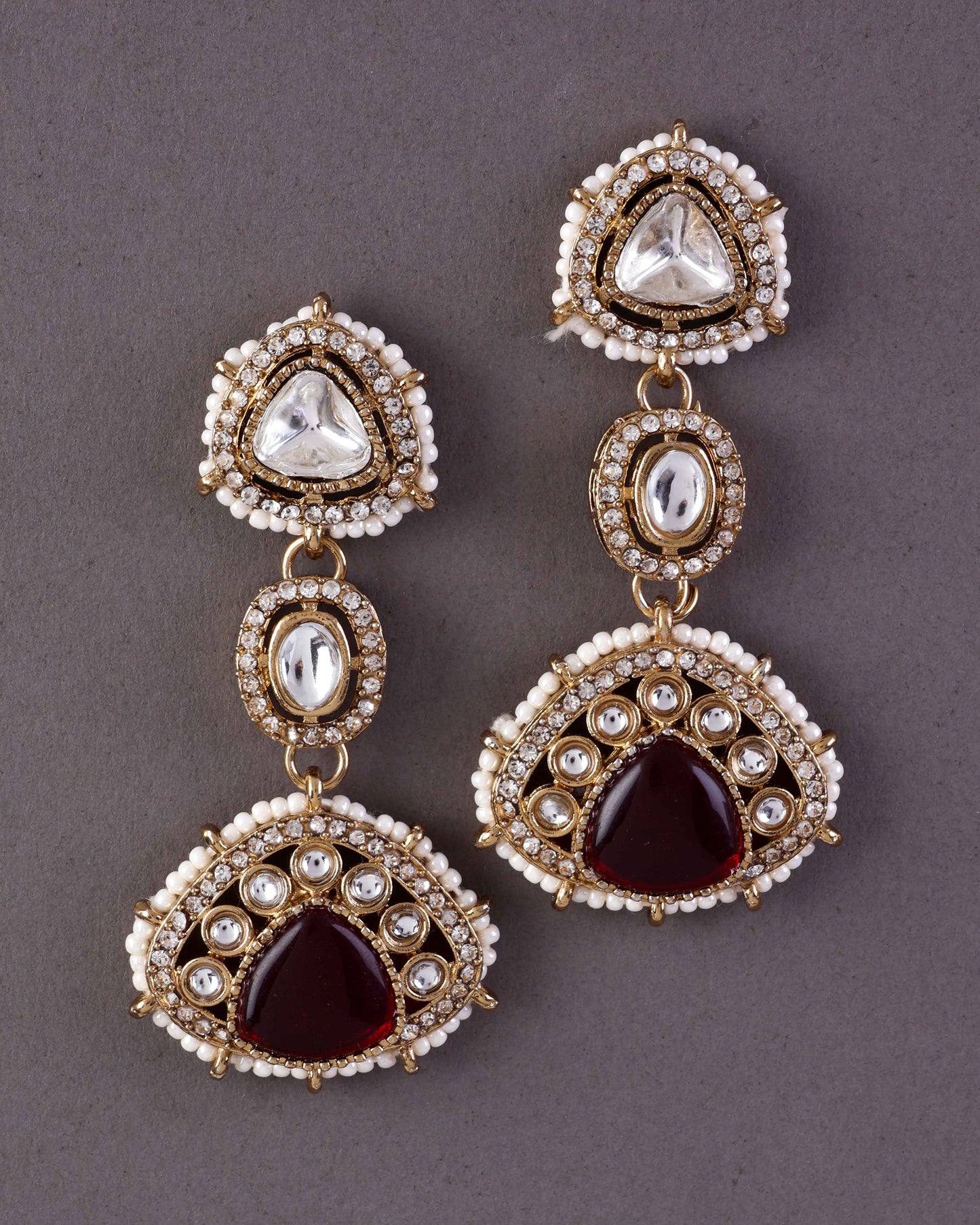 Ruby Rania Premium Designer Zircone Polki Dupe Earring