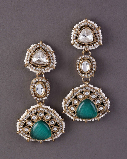 Mint Green Rania Premium Designer Zircone Polki Dupe Earring