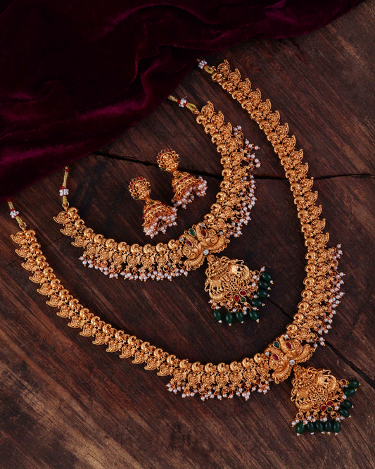Kamini double layered rajwada necklace with earring
